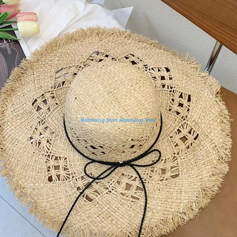 

573B Trendy Openwork Raffia Hat For Women Great For Sun And