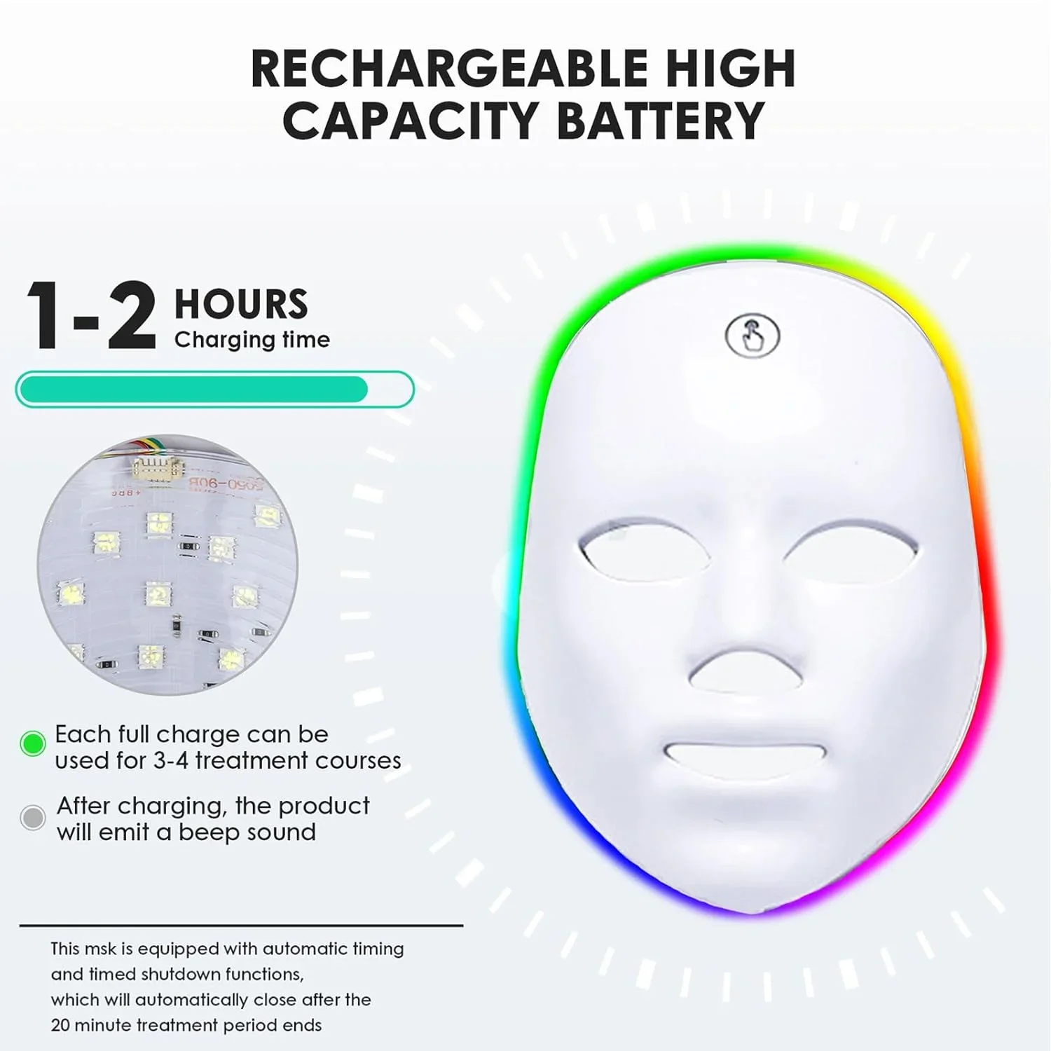 LED Face Mask Light Therapy 7 Color Treatment Photon Mask Facial Skin Care Mask