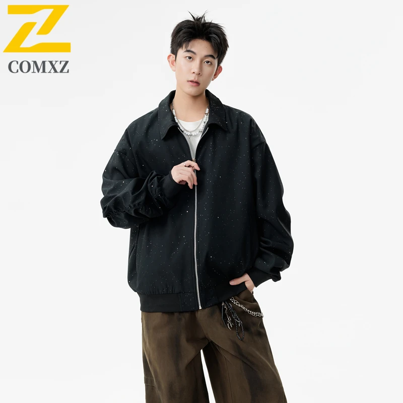 

Новинка 2025, куртка «Звездное небо», мужское осеннее пальто, черная летная куртка в бейсбольном стиле, американская уличная повседневная уличная одежда, модный топ
