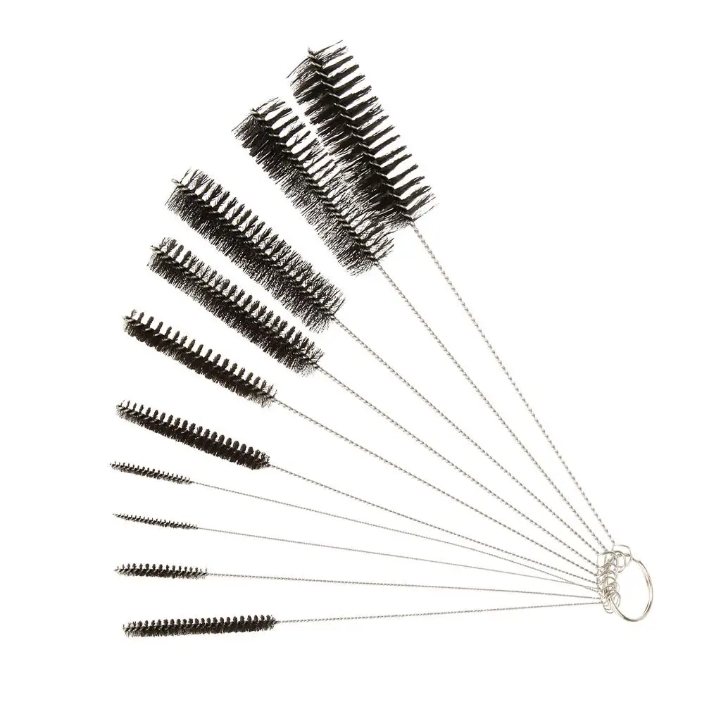 

10 Nylon Stainless Steel Cleaners Cleaning Brushes for Airbrush