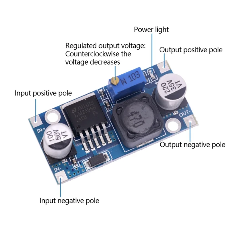 2 pezzi LM2596S-ADJ 3-40V DC-DC LM2596S Regolatore di tensione Powers Modulo Scheda 3A Convertitore Buck Blu-Nero