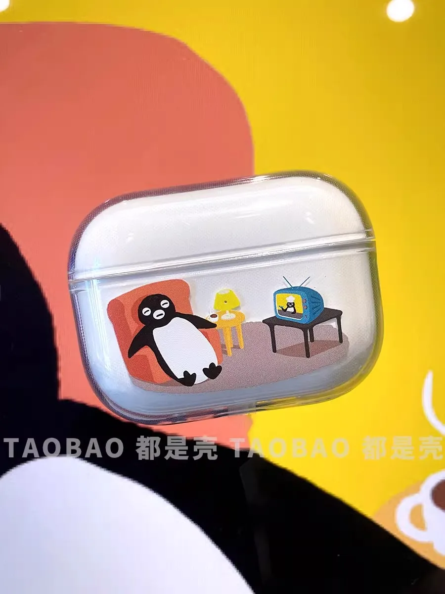 Cute Cartoon Penguin Watch TV Cute Cartoon Case for AirPods 1 2 3 Cover for Apple AirPods Pro 2nd Gen Air Pods case Soft