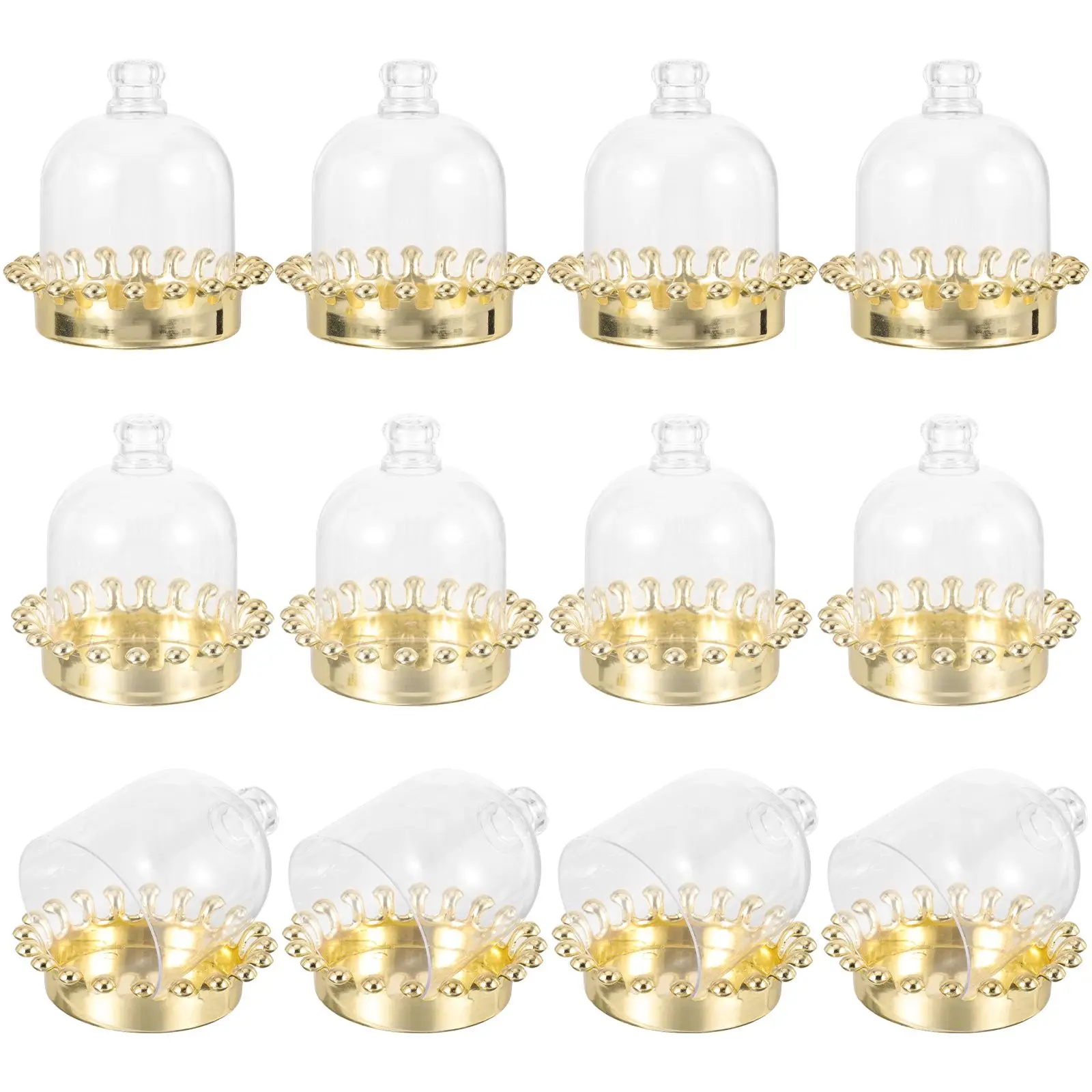 

12 Pcs Cake Stand with Dome Clear Display Lid Mini Dessert Plates Round Tray Plastic Cupcake Stand Kitchen Barware Candy Box