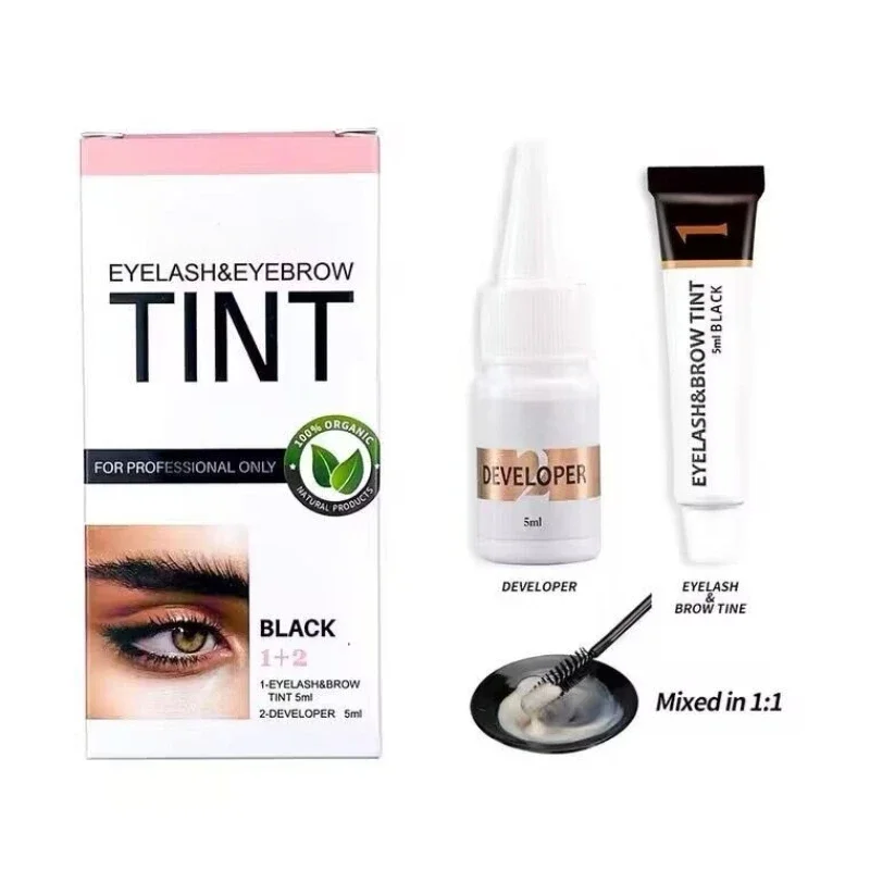 Eyelash and Eyebrow Dye Tint Kit Waterproof Fast Tint Brow Dye Lashes Long Lasting Mascara Enhancers Easy Dye Kit Makeup Tools