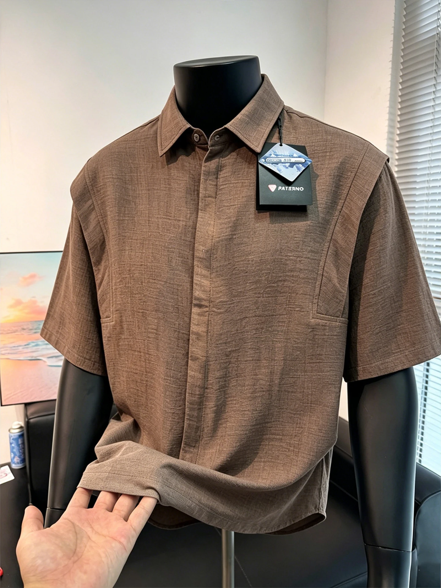 

Men's Linen Short Sleeve Shirt Casual Summer Breathable Sun Protection Design Half Sleeve Cleanfit Loose Fit Fashionable