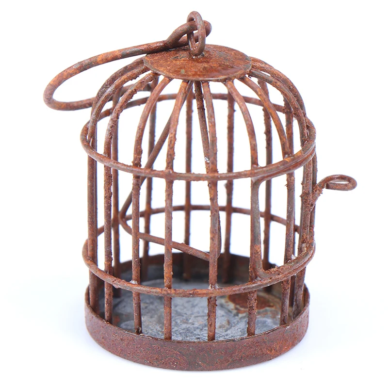 1:12 acessórios para casa de bonecas em miniatura gaiola de pássaro de metal ornamento para casa de boneca