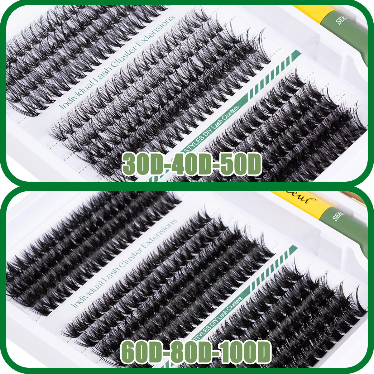 DIY Lash Extension Kit 240pcs Lash Clusters Individual Eyelashes Kit with Lash Bond & Seal Lash Tweezers Brush Lash Bond Remover