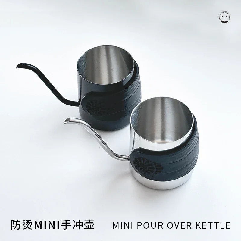 304 Stainless Steel Drip Bag Coffee Utensils, Long Slim Spout Pot with Heat Insulating Pad, Anti-scald Mini Hand Brewing Kettle