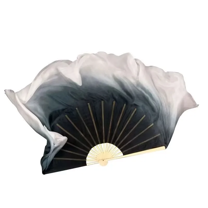 

Double-sided Silk and Imitation Silk Dance Fan Black Gradient Chinese-style Classical Dance Fan Special Silk Fan for Dancing