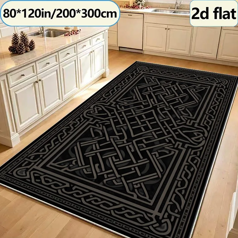 Vintage Celtic Knot Square Decorative Carpet, Ethnic Retro Style Carpet, Suitable for Living Room Bedroom Home Art Decoration