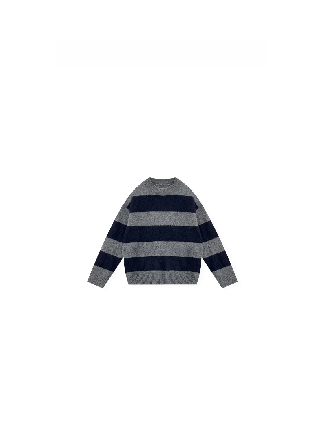 

Classic Aesthetic Color Blo Striped Sweater Versatile Loose Fit Knitted Wool Blend Long Sve round Ne Thermal Autumn Wi...
