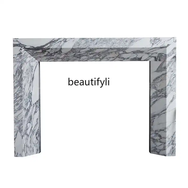 Italian light luxury natural large white marble entrance table advanced modern home against the wall minimalist entrance table