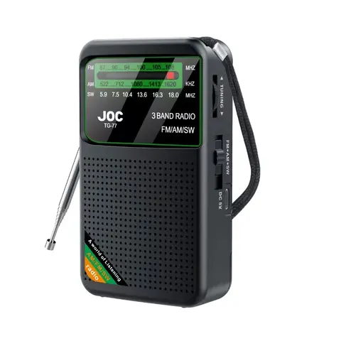 Radio portable AM/FM/SW, mini radio de poche rechargeable avec réception longue portée et prise pour écouteurs pour la maison, l'extérieur et les situations d'urgence