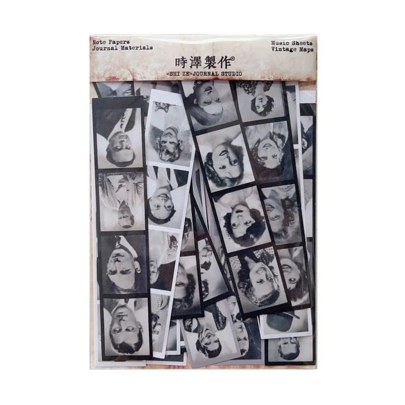 Vintage Character Photo Film JunkJournal Scrapbook Stickers Decorative Collage Black and white Portrait Album