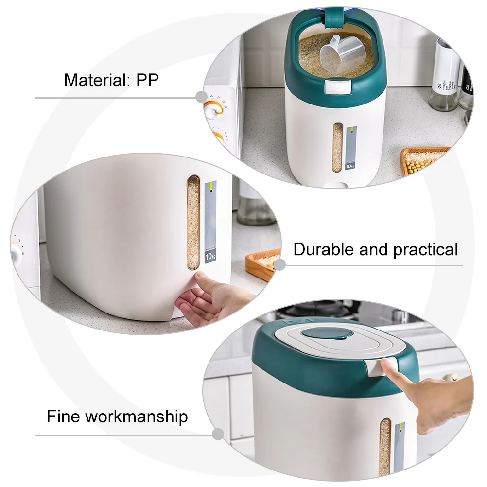 

1Pcs Rice Storage Box Moisture Proof Airtight PP Material Large Capacity Kitchen Container for Flour Grains Cereal