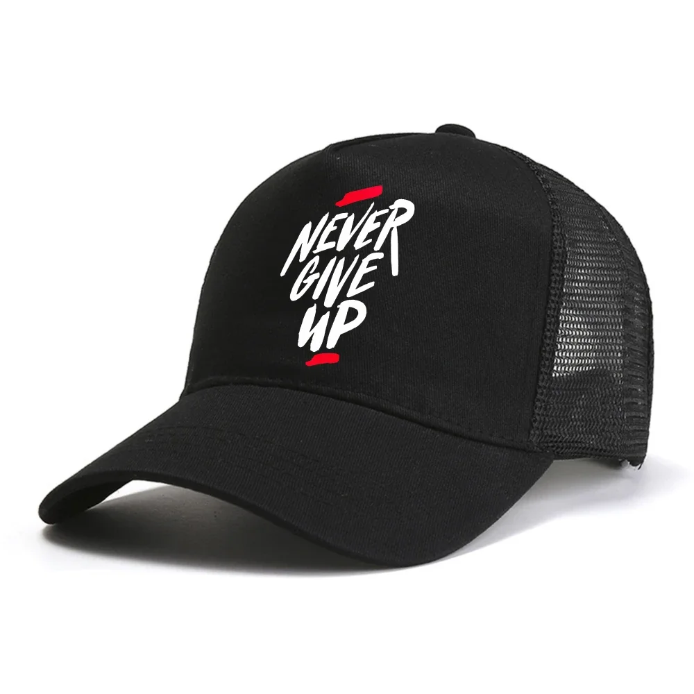 NEVER GIVE UP Men baseball cap summer outdoor Casual sports caps cool fashion women Breathable mesh Snapback hat