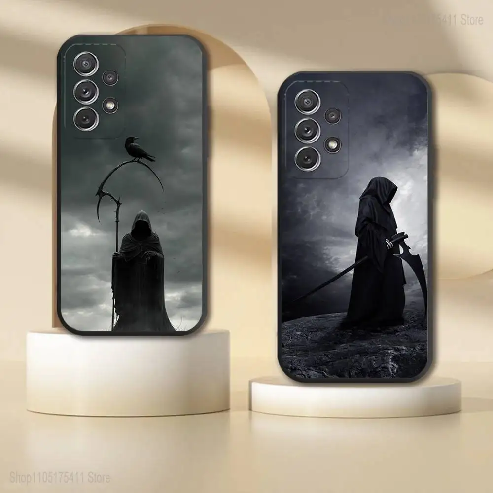 

S-Santa Muerte Phone Case For Samsung S 25,24,23,22,30,21,10,9,Ultra,Plus,Lite,FE,4,5G Black Soft Case