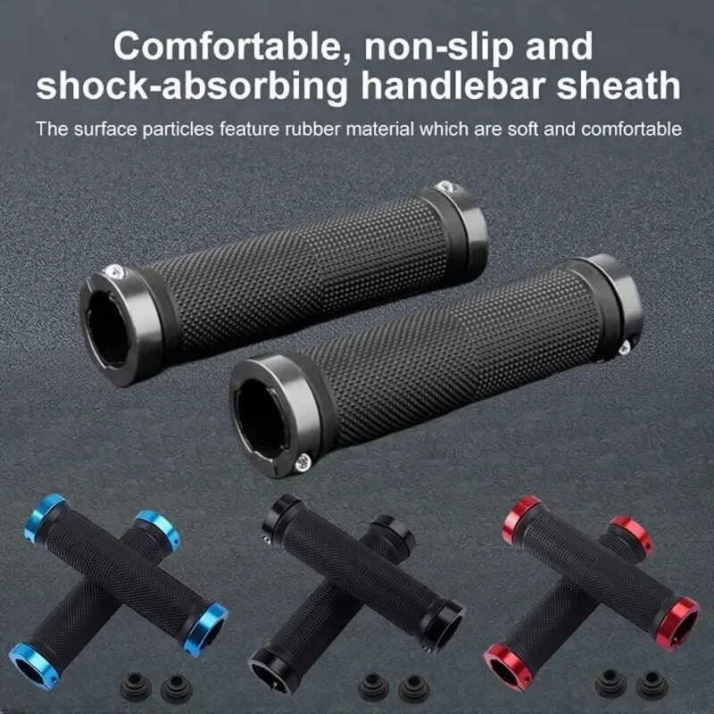 

Bicycle Rubber Grips Alloy Lock Non-Slip Rubber Bicycle Handlebar Grips Double Aluminum Lock on Locking Bicycle Handlebar Grips