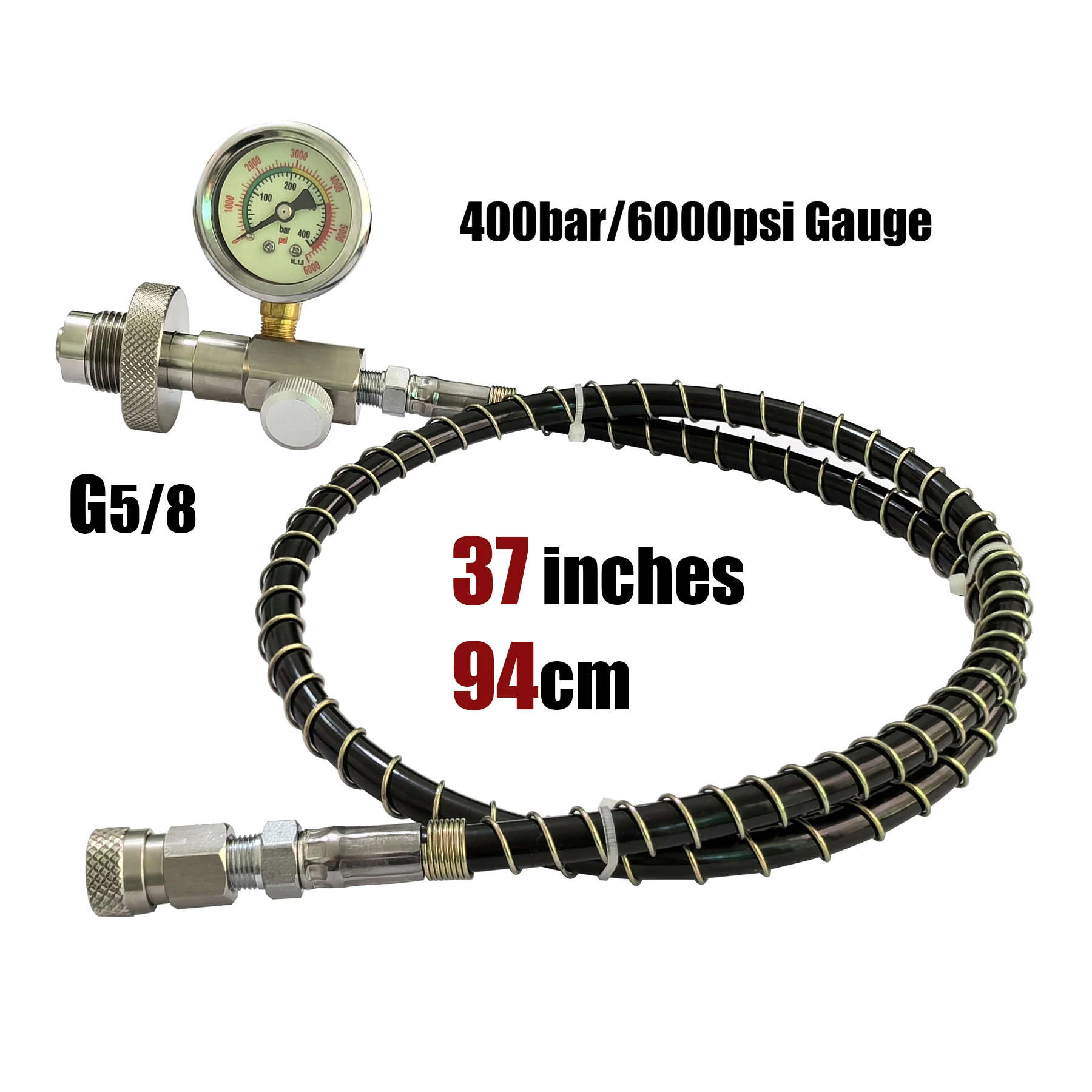 HP vulstation laadadapter DIN-connector HPA duikslang 6000 psi / 400 bar meter met grote tank naar kleine flessen - afbeelding 1