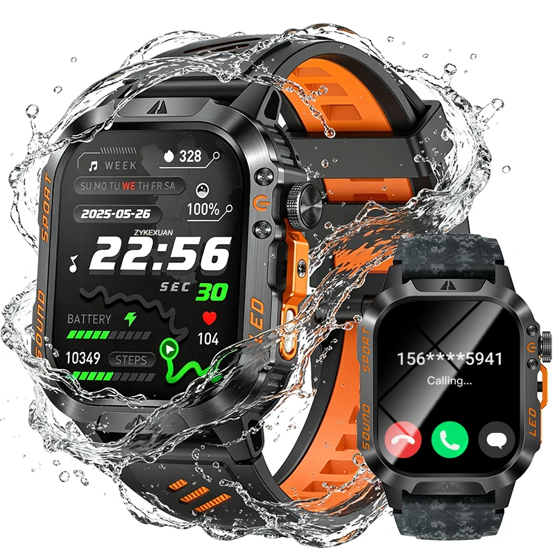 Nuevo reloj inteligente con batería de grado militar de 1200 mAh para hombre, pantalla AMOLED de 2,01 pulgadas, rastreador de actividad física, resistente al agua IP68, relojes inteligentes deportivos con llamadas