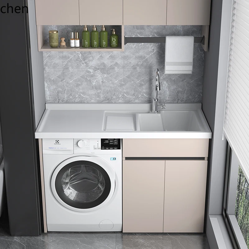 YFY Washing Machine Balcony Integrated Cabinet Combination Laundry Cabinet Laundry Sink Basin Companion