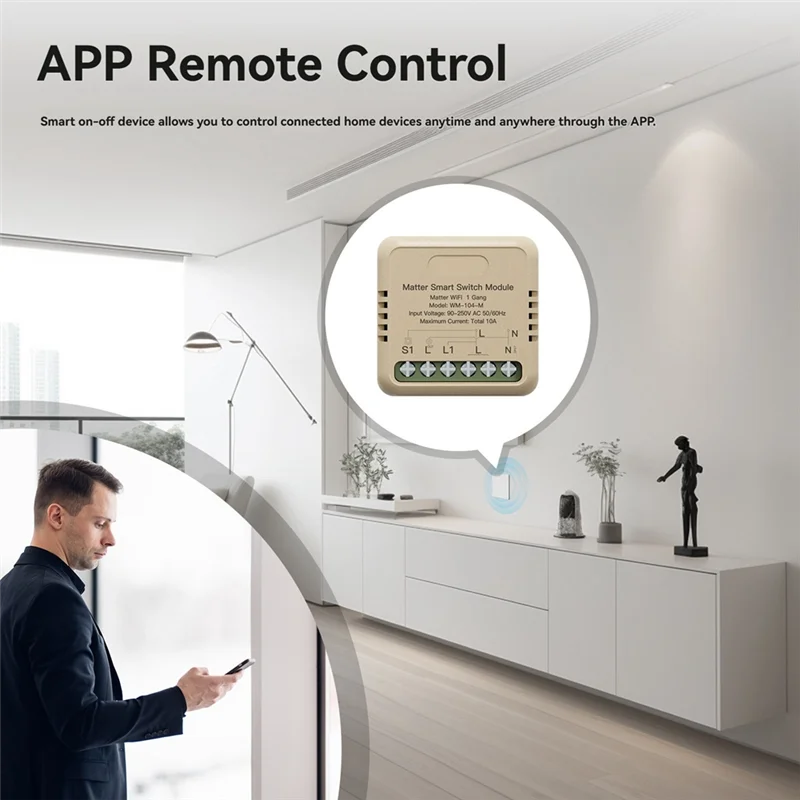 SUNRI-Tuya Wifi Matter Smart Switch Module Mini Relay Timer Spraakbesturing App Afstandsbediening Werk met Alexa Google Home