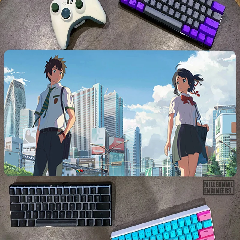 

Anime Your Name Mouse Pad Premium Mousepad Desk Mat Keyboard Big Mousepepad Gaming Mats Office Accessories Gamer Extended Large