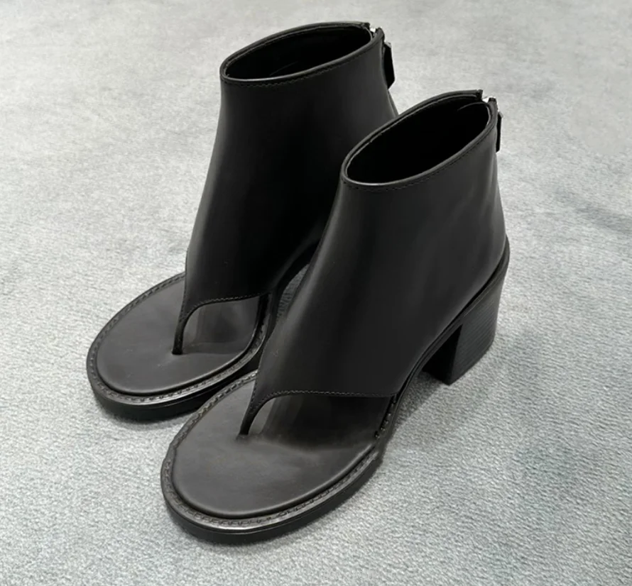 

2023 Women Ankle Boots Thong Gladiator Rome Sandals Thick Square High Heel Dress Pumps Short Booties Summer Ankle Boots Punk