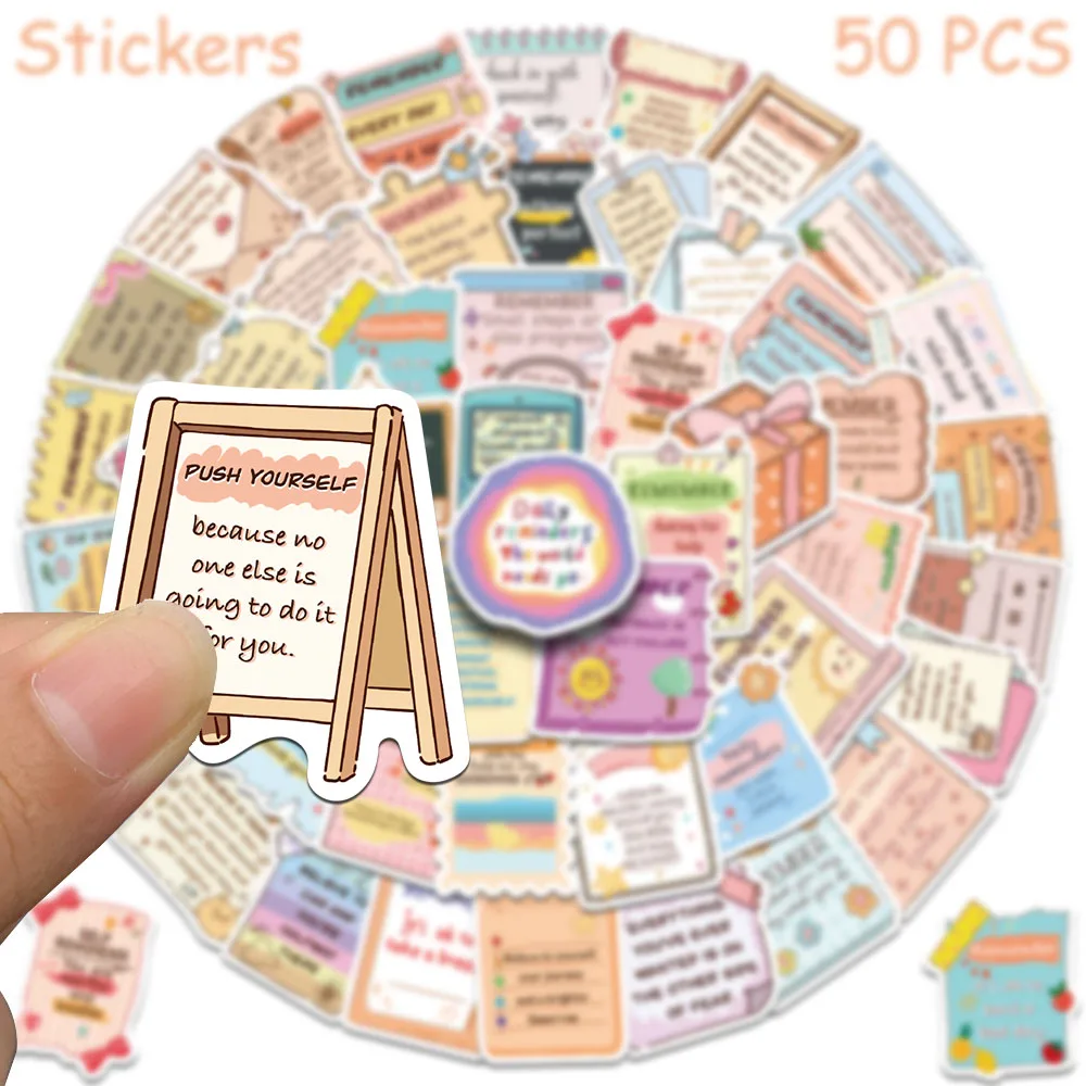 50 Stück motivierende englische Phrasen-Aufkleber für Laptop, Skateboard, Gitarre, Helm, DIY, ästhetische Aufkleber, kreative Geschenke – Detail 4