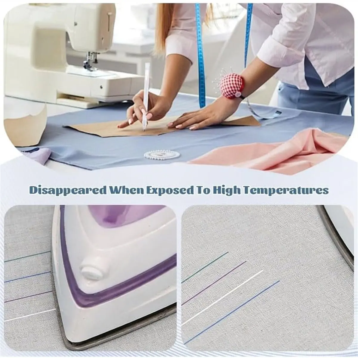 Eco-friendly White Hot Erasable Fabric Marker Pen, with A for Heat Dissipation and No Residue to Solve the Problem of Fabric Mar