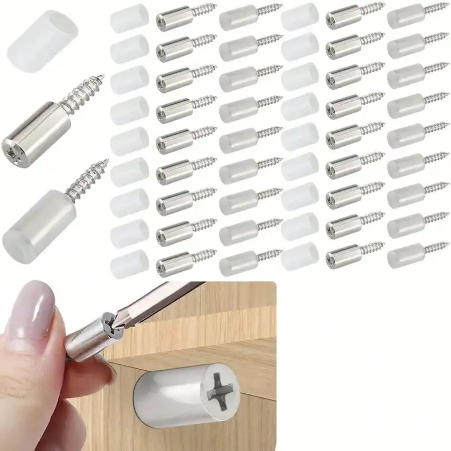 30/60Pcs Self Tapping Furniture Bracket Screw with Anti Slip Rubber Sleeve Cross Head Fastener Wardrobe Storage Rack Hardware