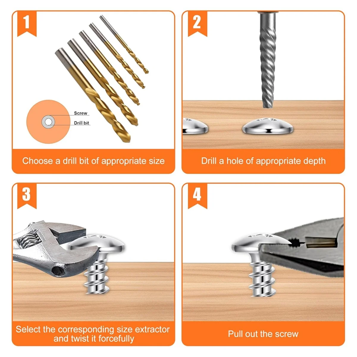 

ABNJ 10-Piece Screw Extractor Set, for Removing Stripped Screws and Broken Bolts Drill Bit Extractor Set