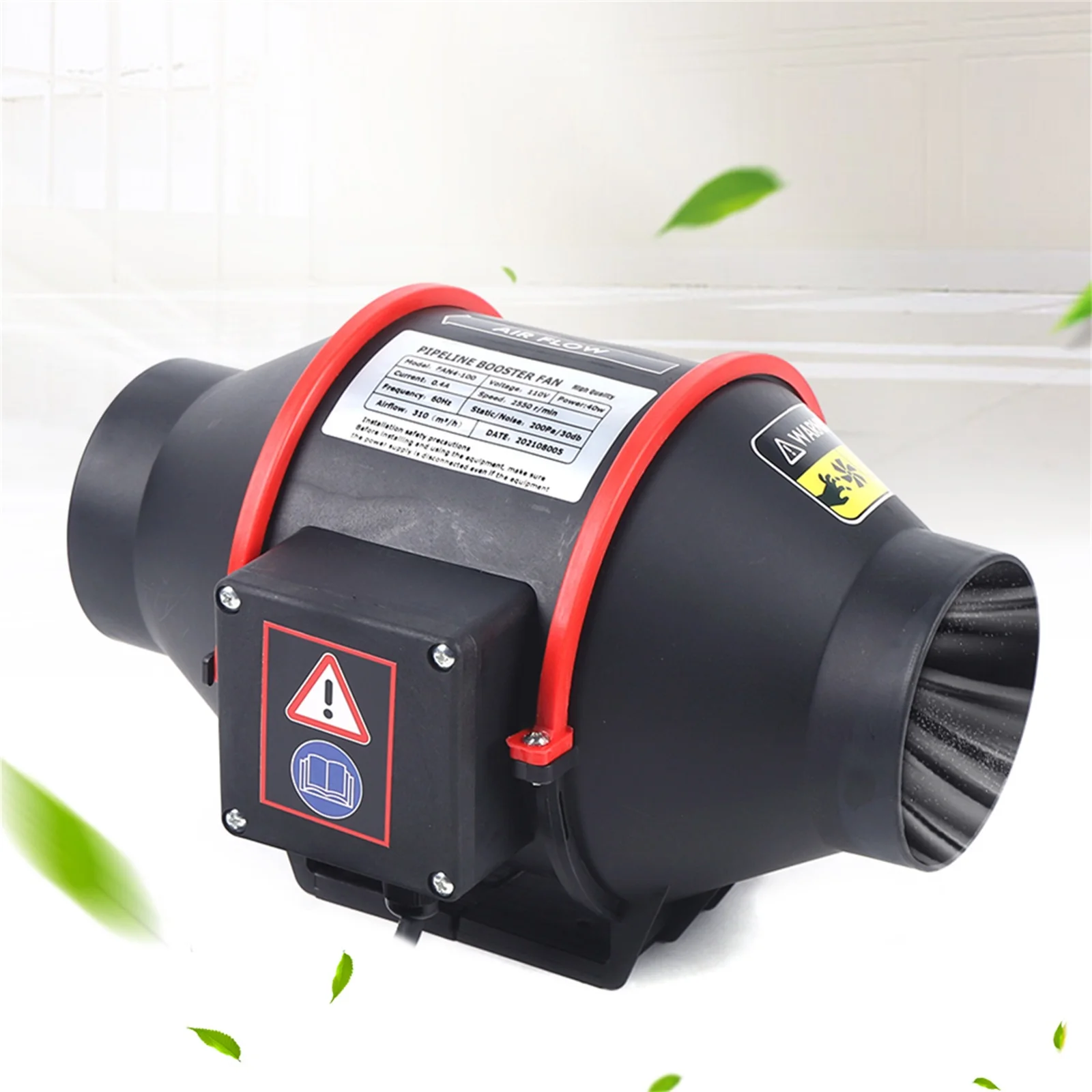 مروحة قناة 40 وات 182CFM مروحة مجاري الهواء محرك نحاسي نقي مدمج سهل التركيب لتهوية منزلية فعالة