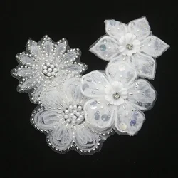 10pc/lot flower beaded Patches for clothes Sew on sequin embroidered parch badge Applique  parches bordados para DIY carft