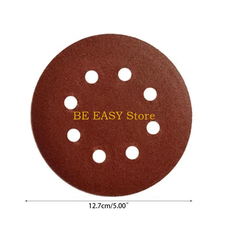 E28F 5 Inch 8-Hole Sanding Disc Aluminum Oxide Flocking Back Sandpapers for Sanders