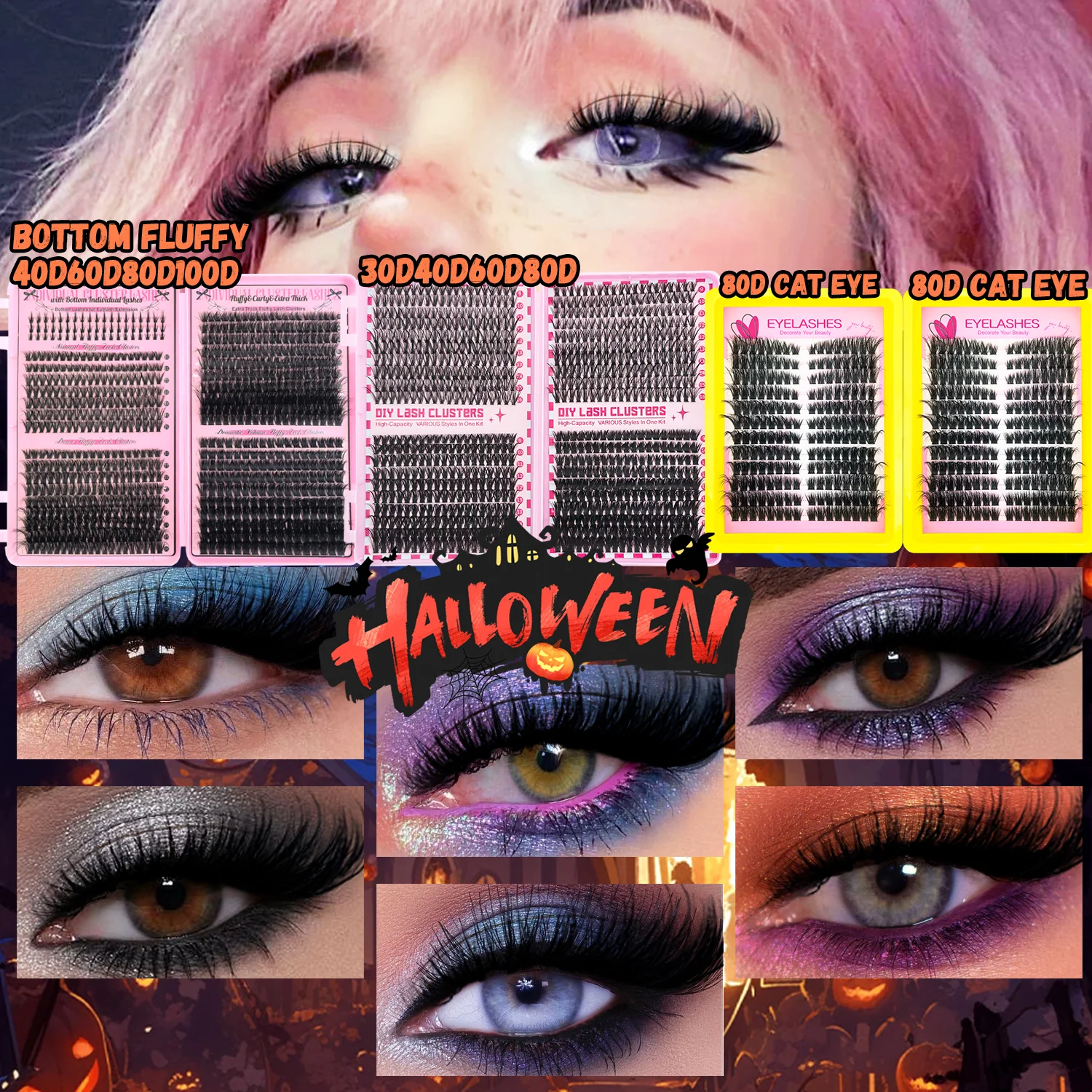 Mixed Length Individual False Eyelashes Ki Gift Box, Natural Thick Look Eyelash Extensions with Lash Bond and Seal & Tweezers.