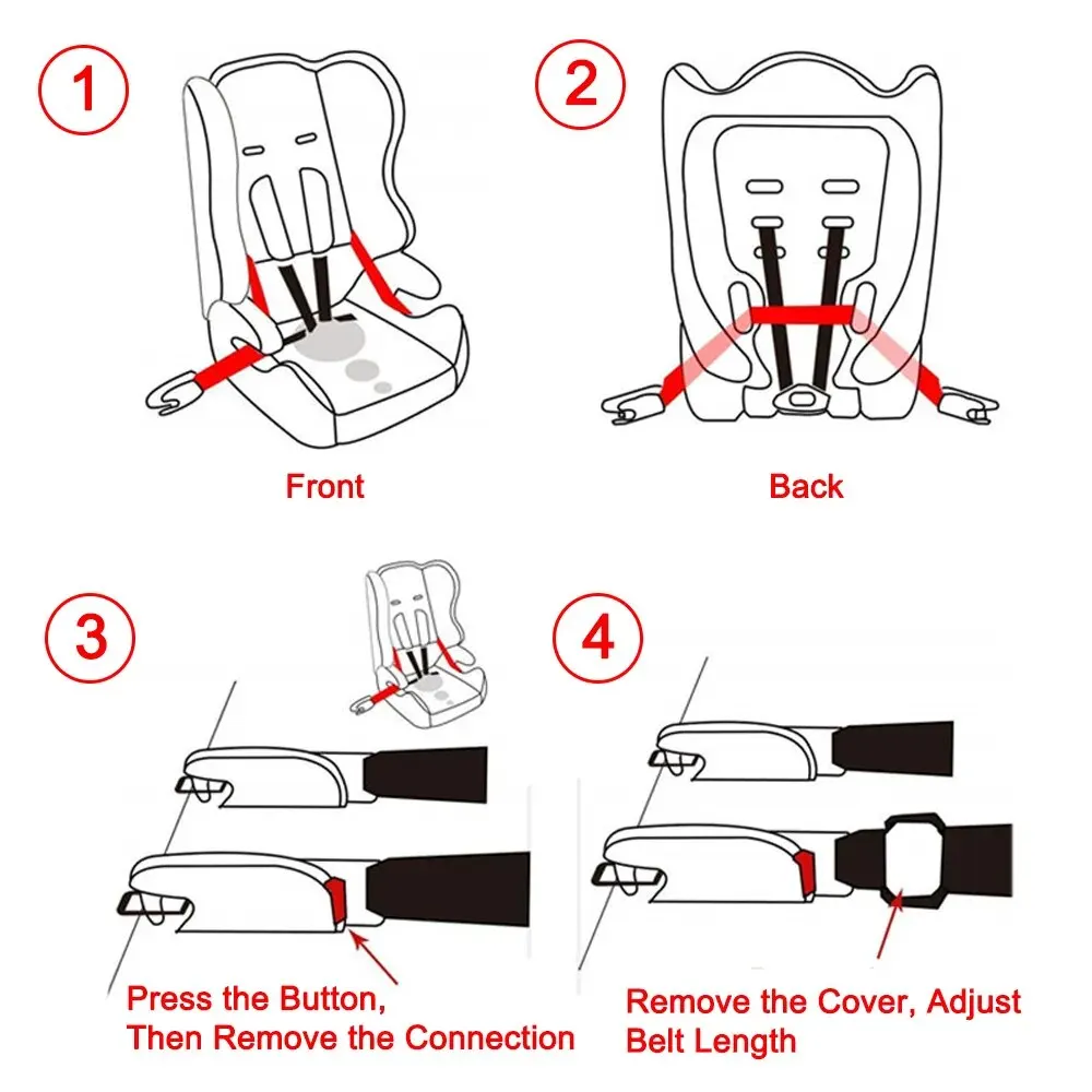 Car Child Safety Seat Belt 2-point Isofix/Latch Interface Connection Strap Fixing Band Adjustable Seat Belt Extender