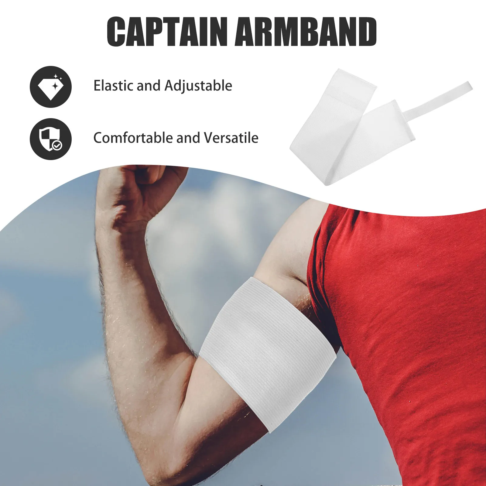 4Pcs Football Captain Armband Blank Adjustable Soccer Armband Elastic Sport Player Band Team Sports DIY Sleeve Band Stadium view 2