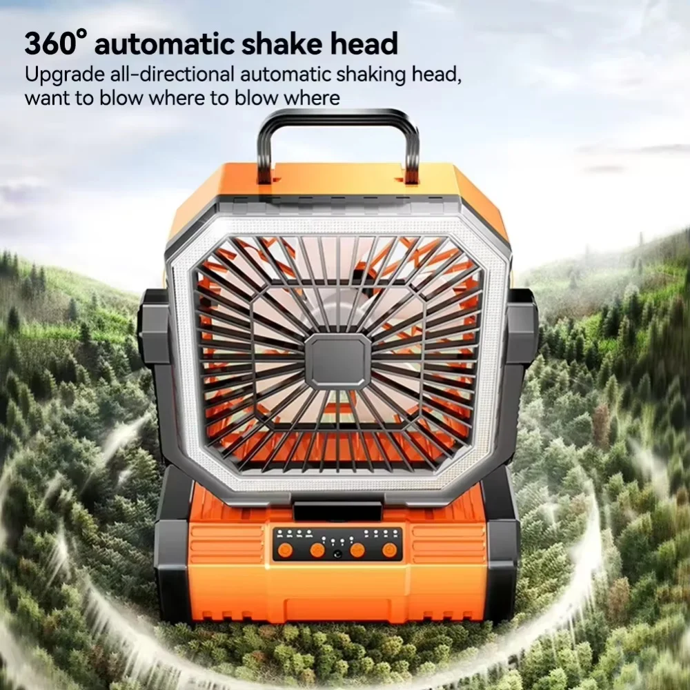 Outdoor Camping Rechargeable Fan With Led Lantern And Remote_voghion.com