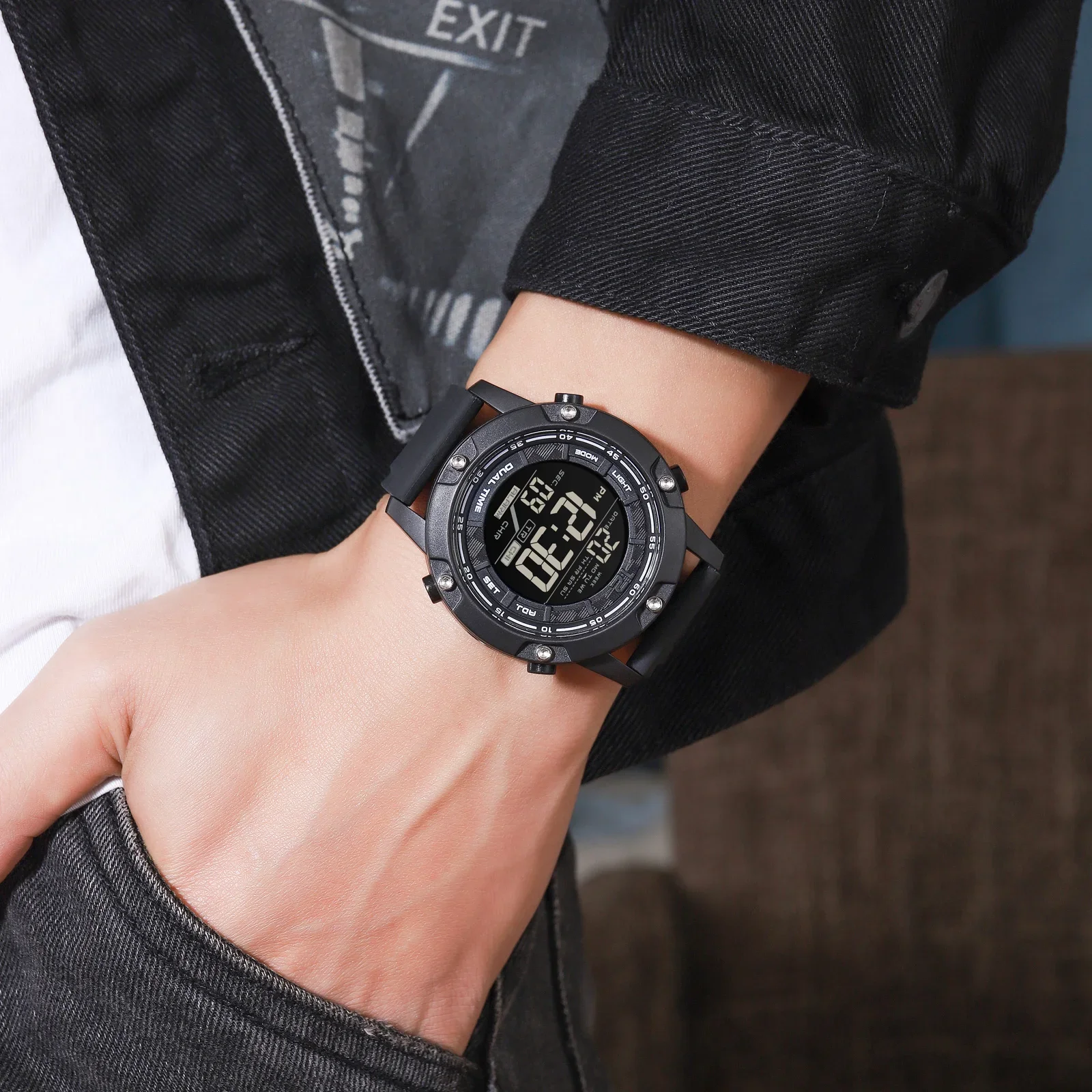 SKMEI 1762 رجالي الحركة الرقمية LED ضوء العد التنازلي ساعة اليد ساعة relogio masculino 10Bar مقاوم للماء السباحة الرياضة الساعات