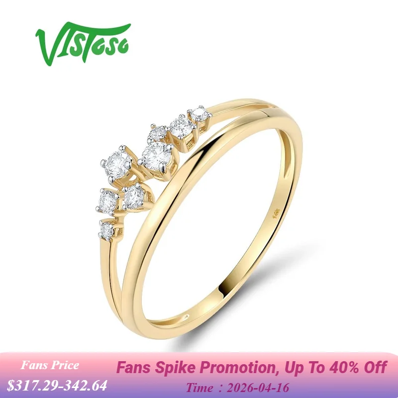 

VISTOSO Genuine 14K 585 Yellow Gold Rings For Women Sparkling Diamond Delicate Wedding Engagement Anniversary Fine Jewelry Set