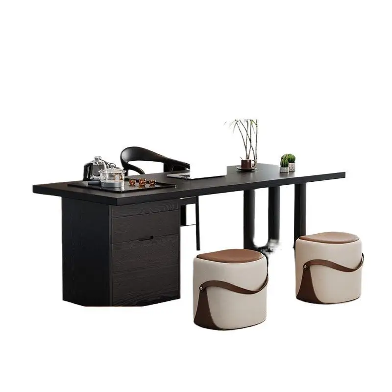 

Modern simple all-solid wood tea table and chair combination office computer desk