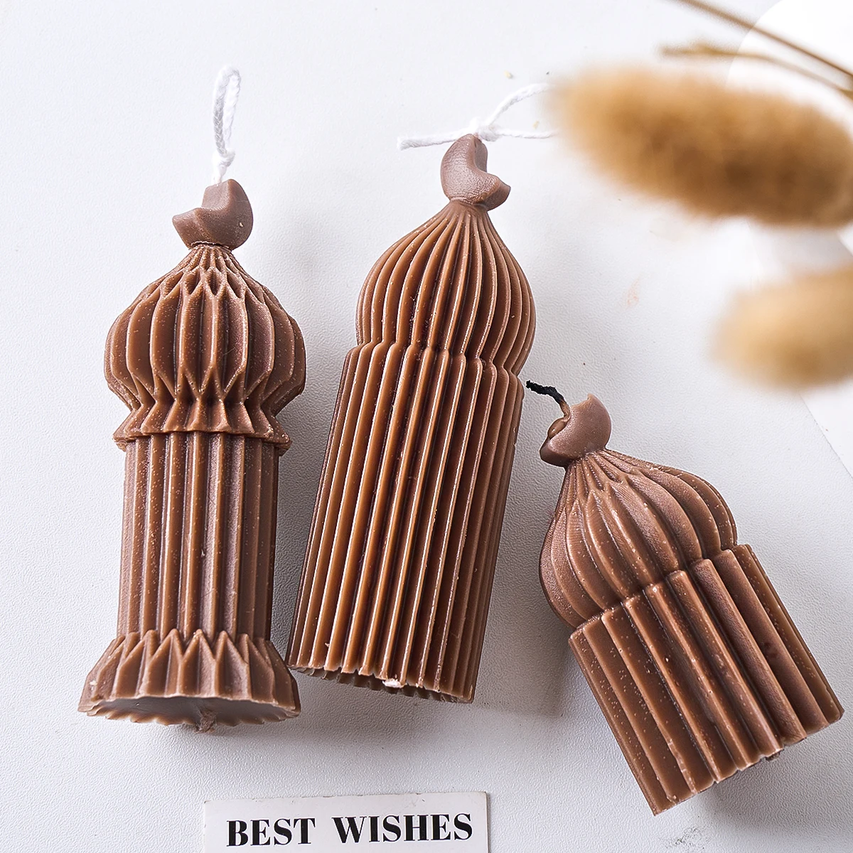 Ramadan Dekor Kerze Silikon Form DIY Handgemachte Gestreifte Schloss Duft Kerze Form Eid Mubarak Ornamente Gips Form Home Decocr
