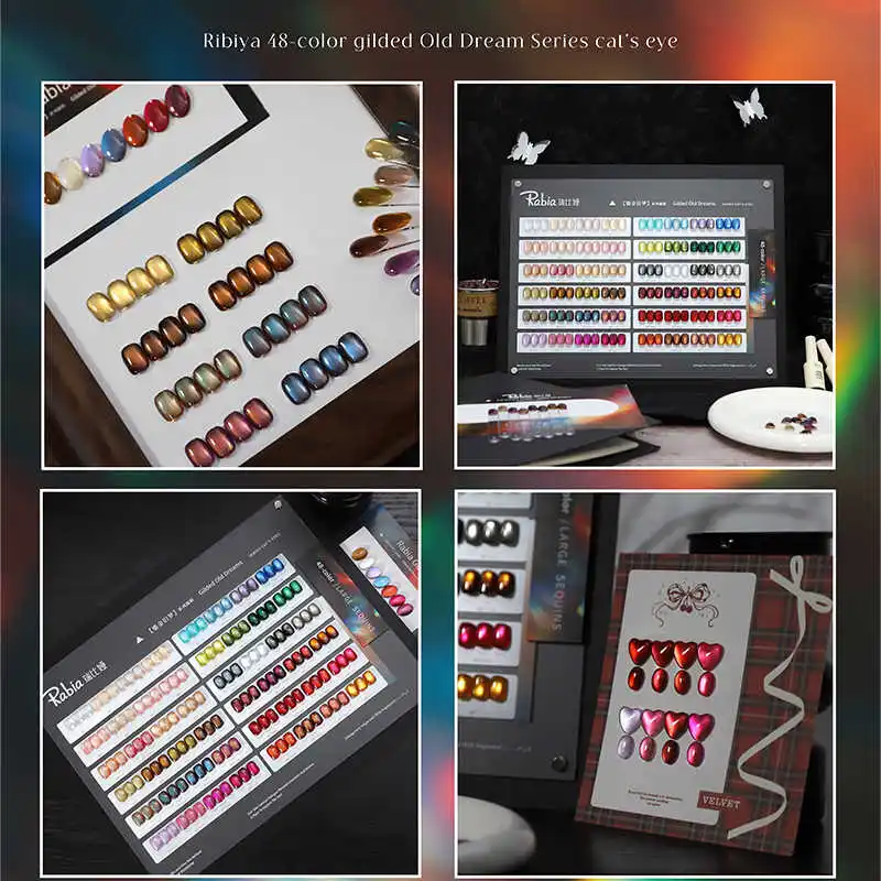 RIBIA جودة عالية 48 ألوان ضوء القمر القط العين جيل للأظافر مجموعة 2025 جديد رائجة البيع HEMA خالية من البولي يوريثان الحراري غير سامة UV جل بالجملة