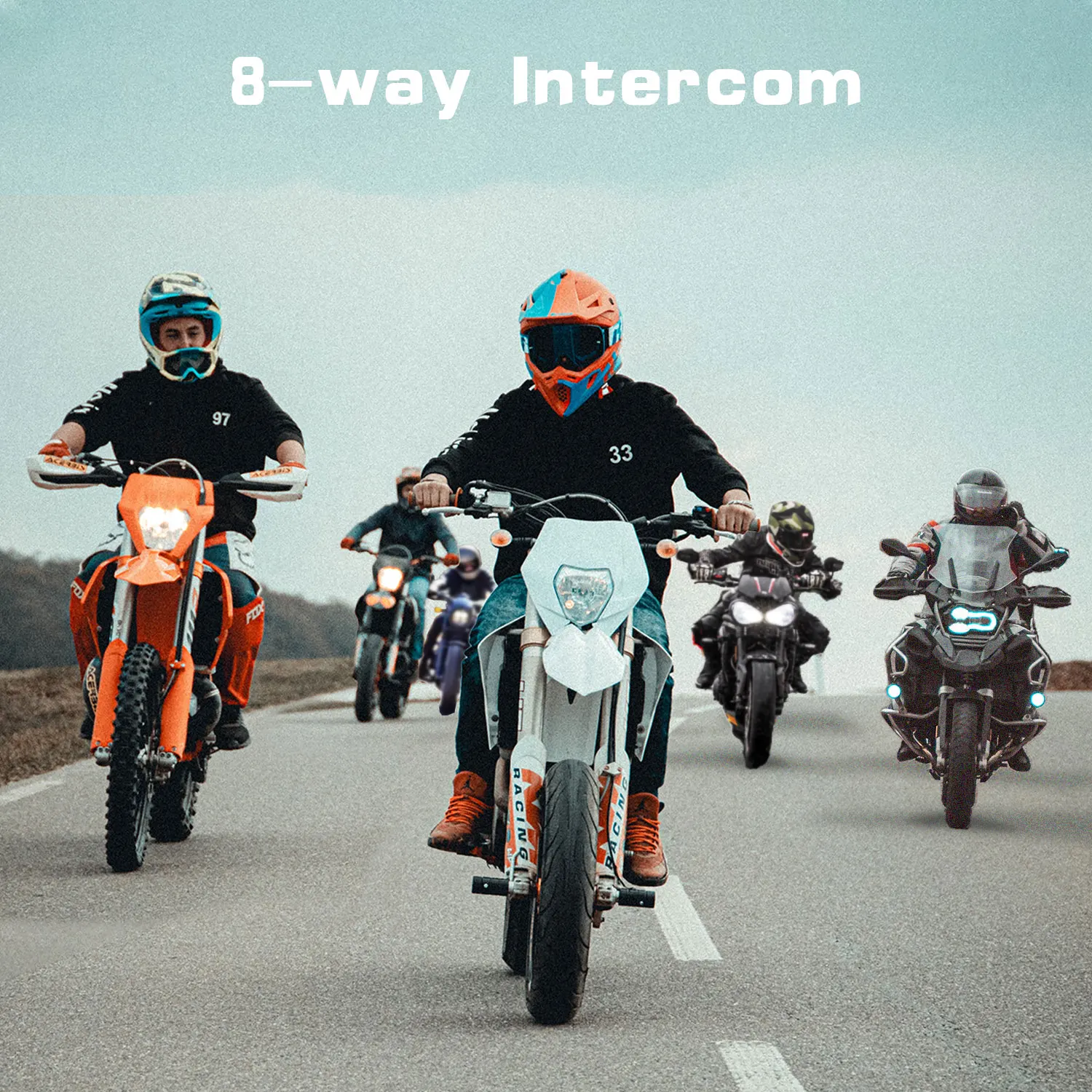 Fodsports M1-S PRO 2กม.8 Riders Full Duplex Bluetooth 5.0รถจักรยานยนต์ชุดหูฟังอินเตอร์คอม