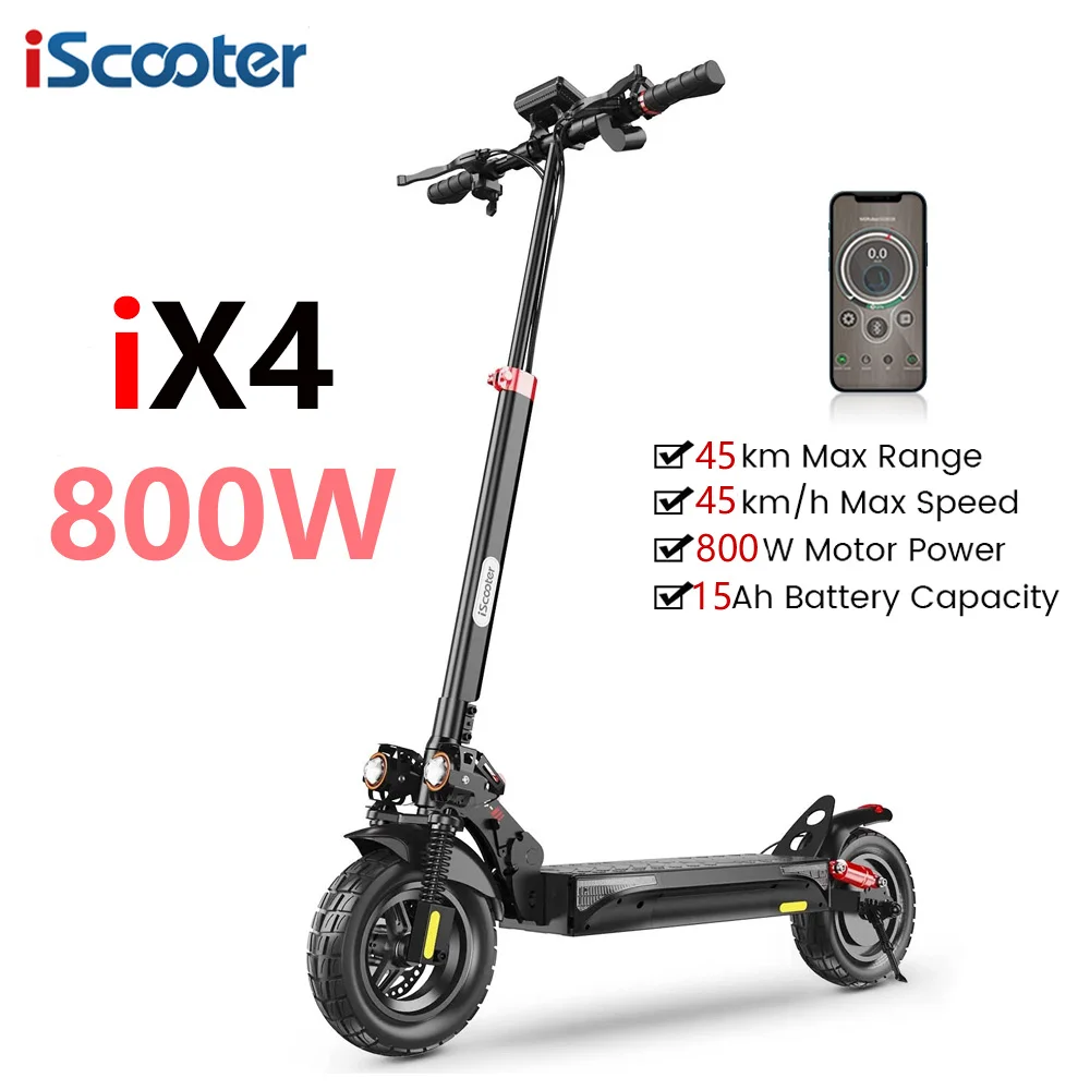 IScooter iX4 Scooter électrique 800W Smart Electric Kick Scooter 48V 15Ah 10 pouces hors route pneu pliable adulte planche à roulettes électrique