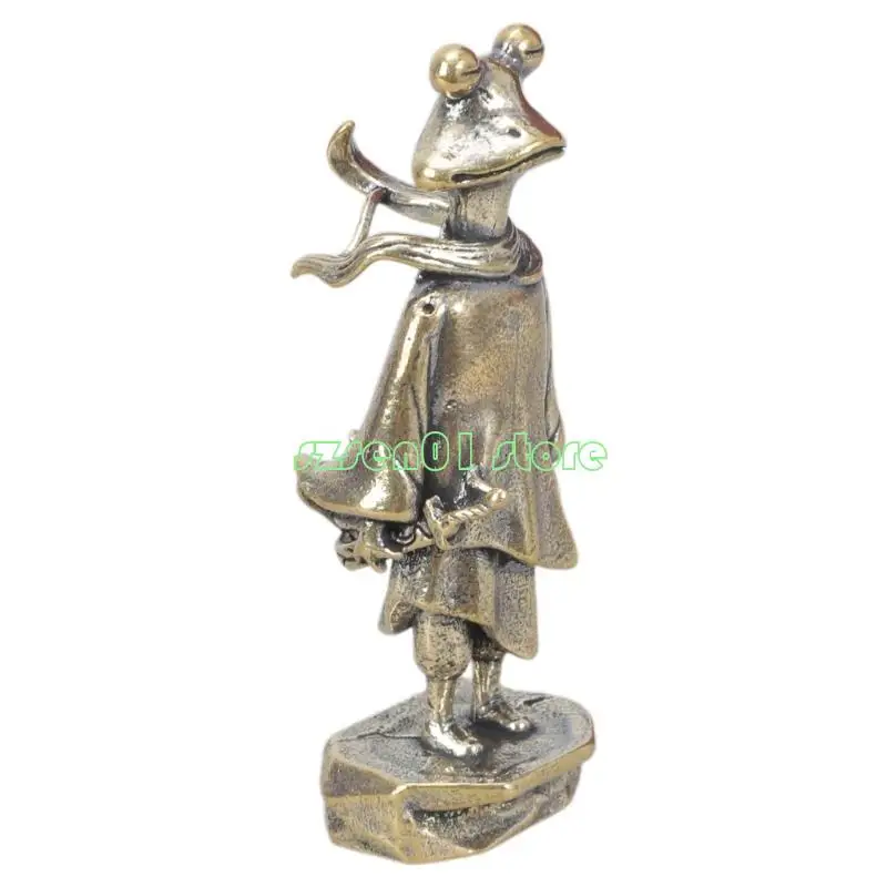 G32A Vintage Brass Frogs Swordsman Ornamp #2