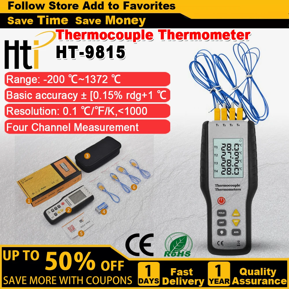 contato termometro digital termopar tester temperatura tela lcd ferramentas de medicao c f hti ht 9815 01