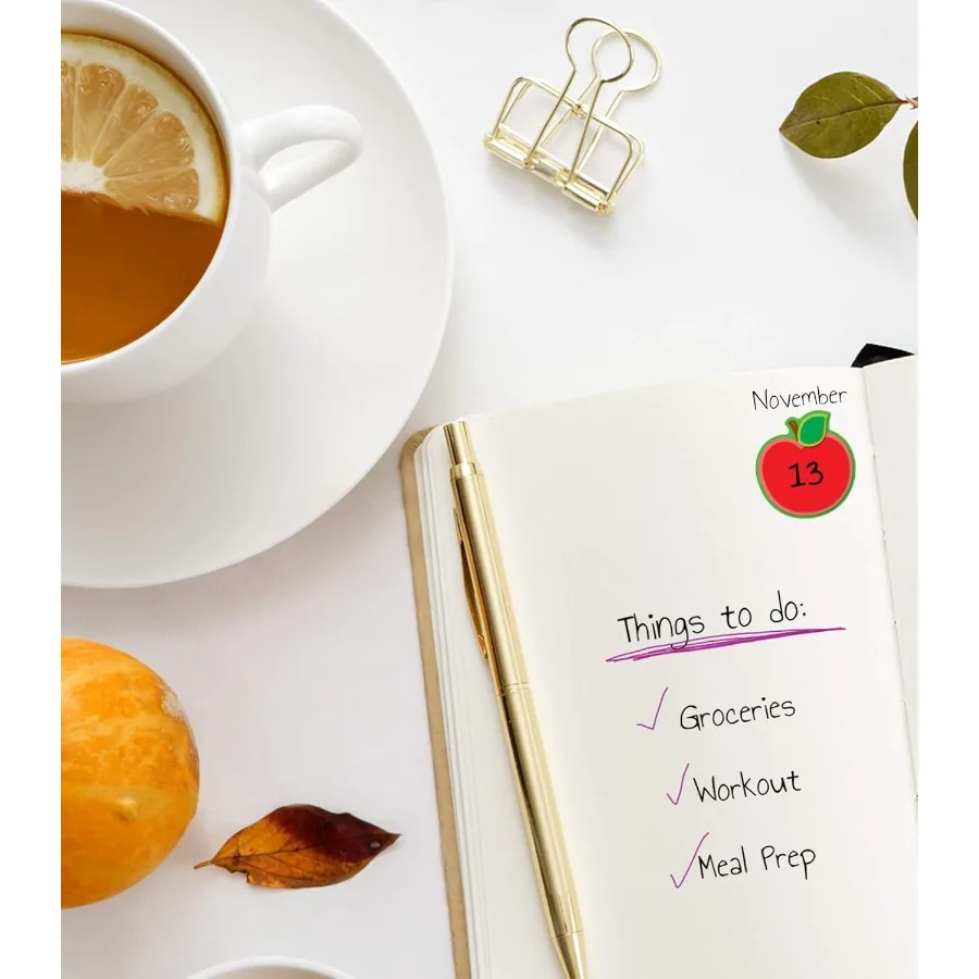 72 ملصق أبل 6 أوراق من حواف الفاكهة للعودة إلى المدرسة الخريف الحرف سكرابوكينغ مخطط المعلم مخطط المكافآت و Sch