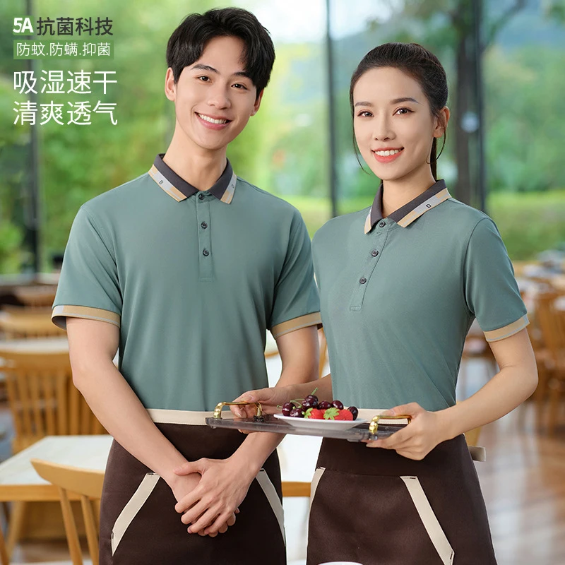 

Summer workweartSummer shirt for women in the catering industry, milk tea shop, restaurant, hot pot restaurant, workwear, short-